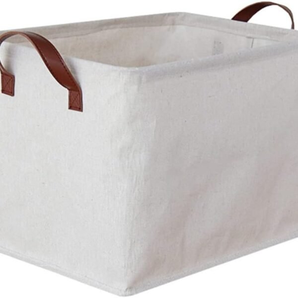 White High-Capacity Cotton-Linen Storage Basket For Sheets And Bedding