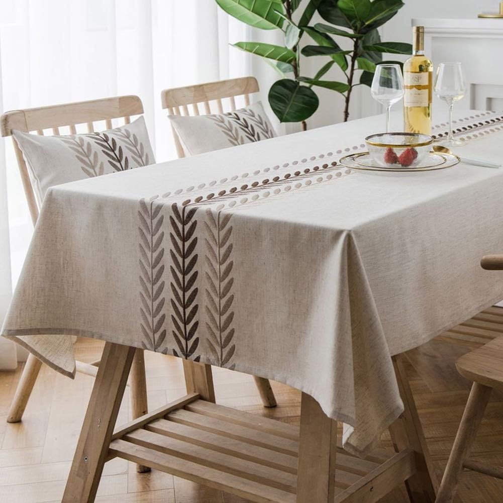 Spill-Resistant & Waterproof Cotton-Linen Tablecloth with Embroidery - Image 2
