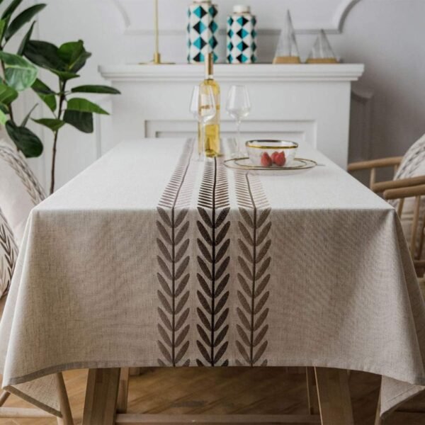 Spill-Resistant & Waterproof Cotton-Linen Tablecloth with Embroidery