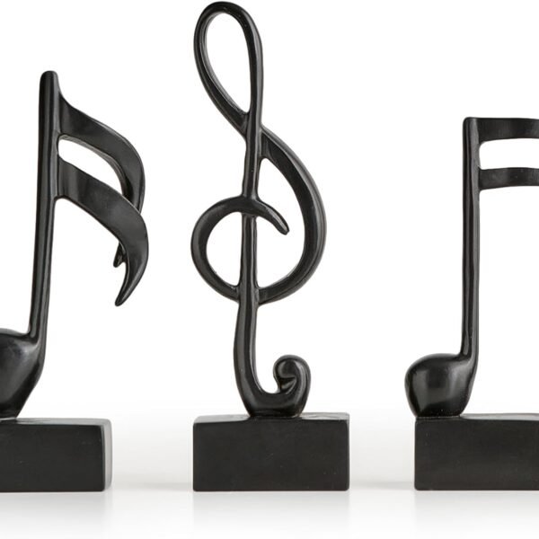 3 Pieces Music Note Decor Modern Home Decor Desk Decorations Black Decor Statue Sculpture for Home Living Room Office Bookshelf Music Room Decor