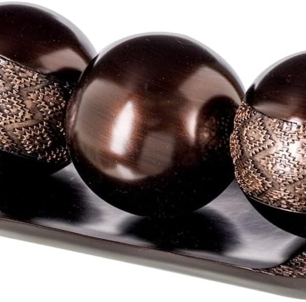 Brown Decor Tray and Ball Set - Living Room Decor - Entry Table Decor Centerpiece Table Decorations - Decorative Tray for Dining Table, Accent Table Decor Bowl for House Decor