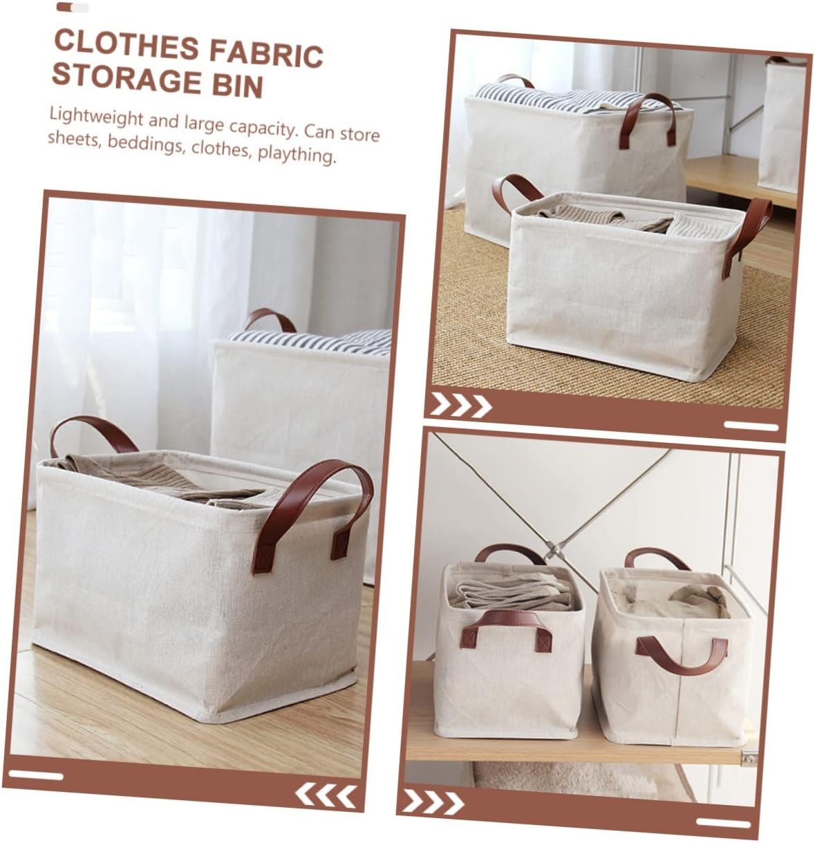 White High-Capacity Cotton-Linen Storage Basket For Sheets And Bedding - Image 2