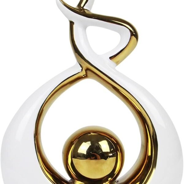 Home Decor Modern Abstract Art Ceramic Statue table decorations for dining room Living room office Centerpiece (white and gold, small)