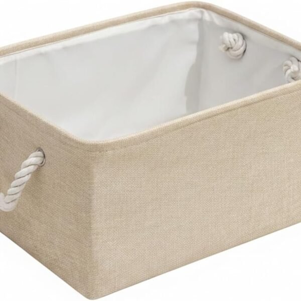 Foldable Cotton-Linen Storage Basket For Closets, Shelves, And Living Rooms