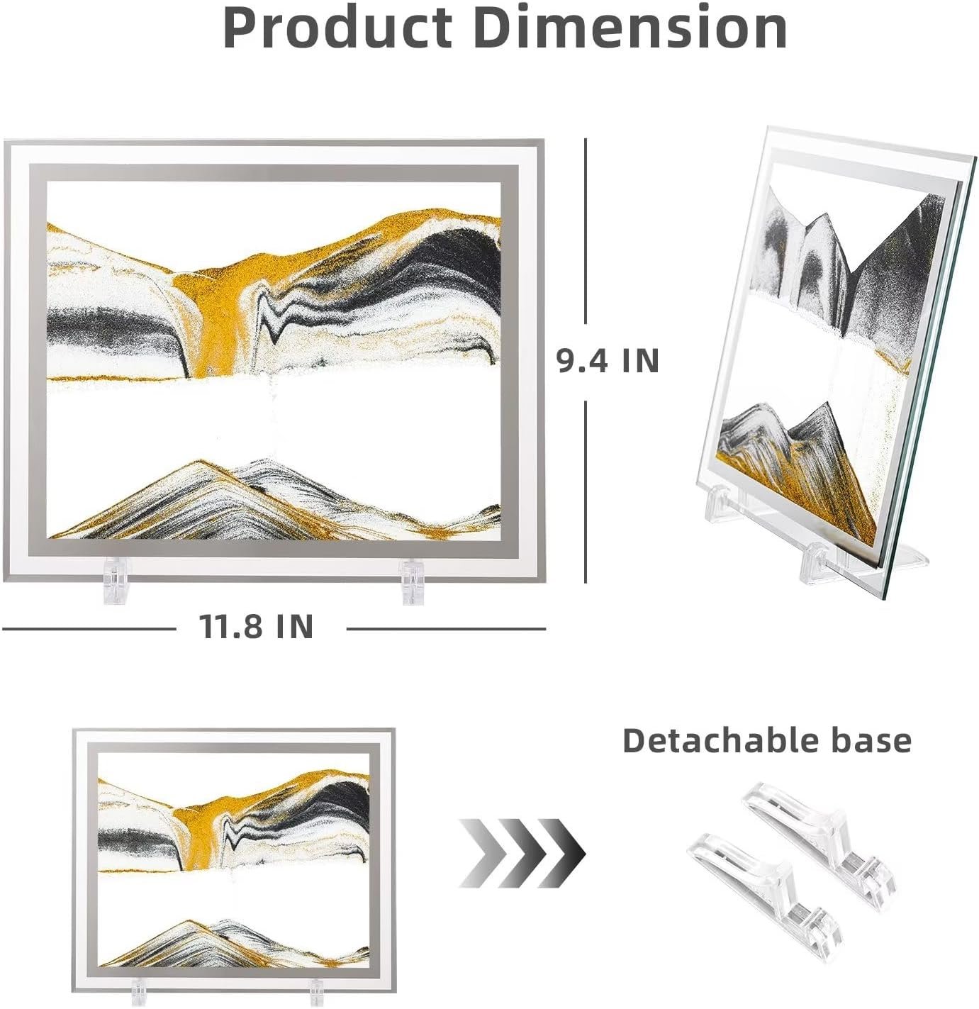 Moving Sand Art Picture (12 * 10 in),3D Hourglass Deep Sea Sandscape,3D Desktop Art for Home Office Decoration - Image 2