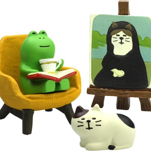 Cute Mini Frog and Cat Figurine for Office, Home Decoration Perfect Cute Frog Gift and Cat Gift