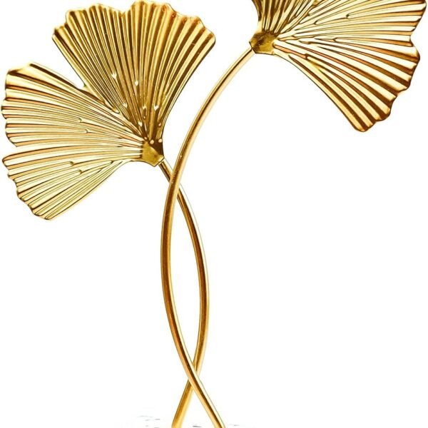 Metal Ginkgo Leaf Ornaments, Gold Ginkgo Leaf Desktop Decoration Sculpture, Modern Creative Home Décor Accents Statue for Office, Bedroom, Bookshelf
