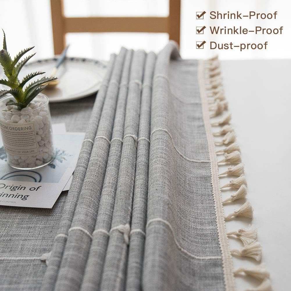 Waterproof & Fade-Resistant Cotton-Linen Tablecloth with Embroidery - Image 2