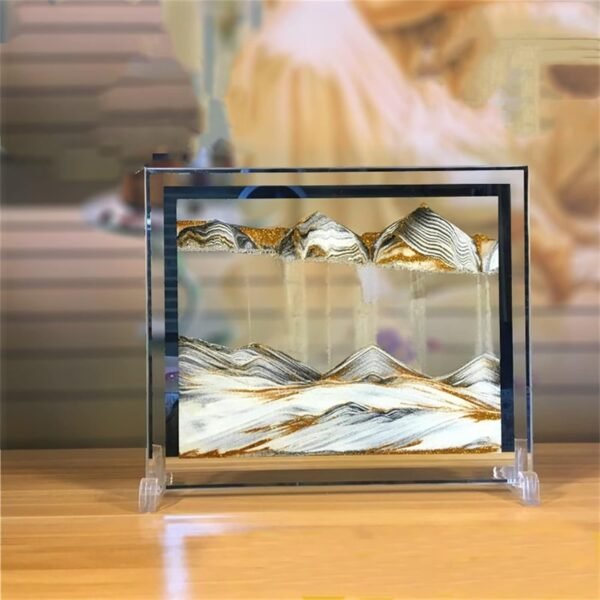 Moving Sand Art Picture (12 * 10 in),3D Hourglass Deep Sea Sandscape,3D Desktop Art for Home Office Decoration