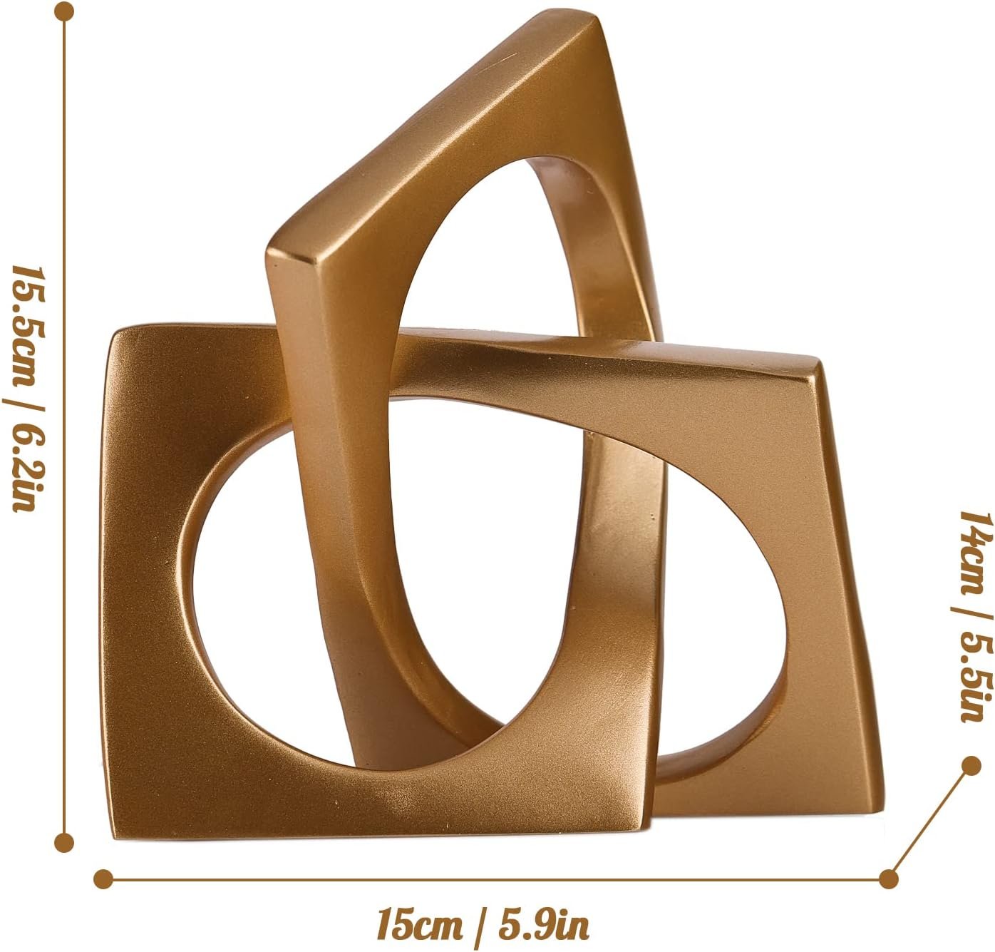 Modern Geometric Cube Sculpture Gold Knot Statue Decor, Home Gold Bookcase Centerpiece Decorative, Cube Sculpture Tabletop Sculpture and Figurines,Golden Home Decor Accent, Cube Decorative Ornaments - Image 2