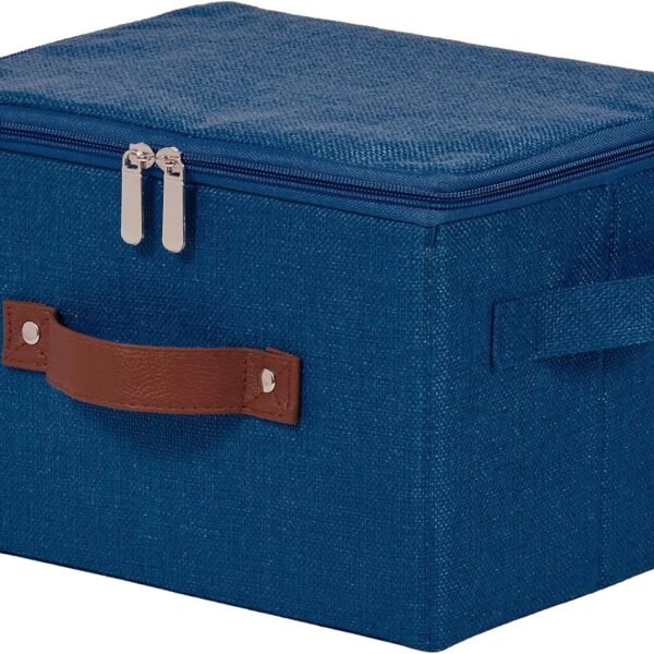 Decorative Storage Bin With Zippered Lid (Cotton-Linen)