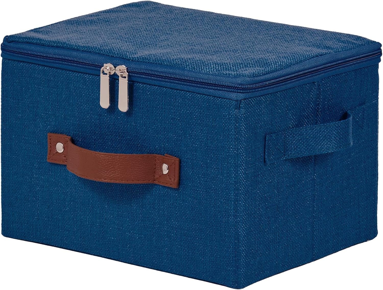 Decorative Storage Bin With Zippered Lid (Cotton-Linen)