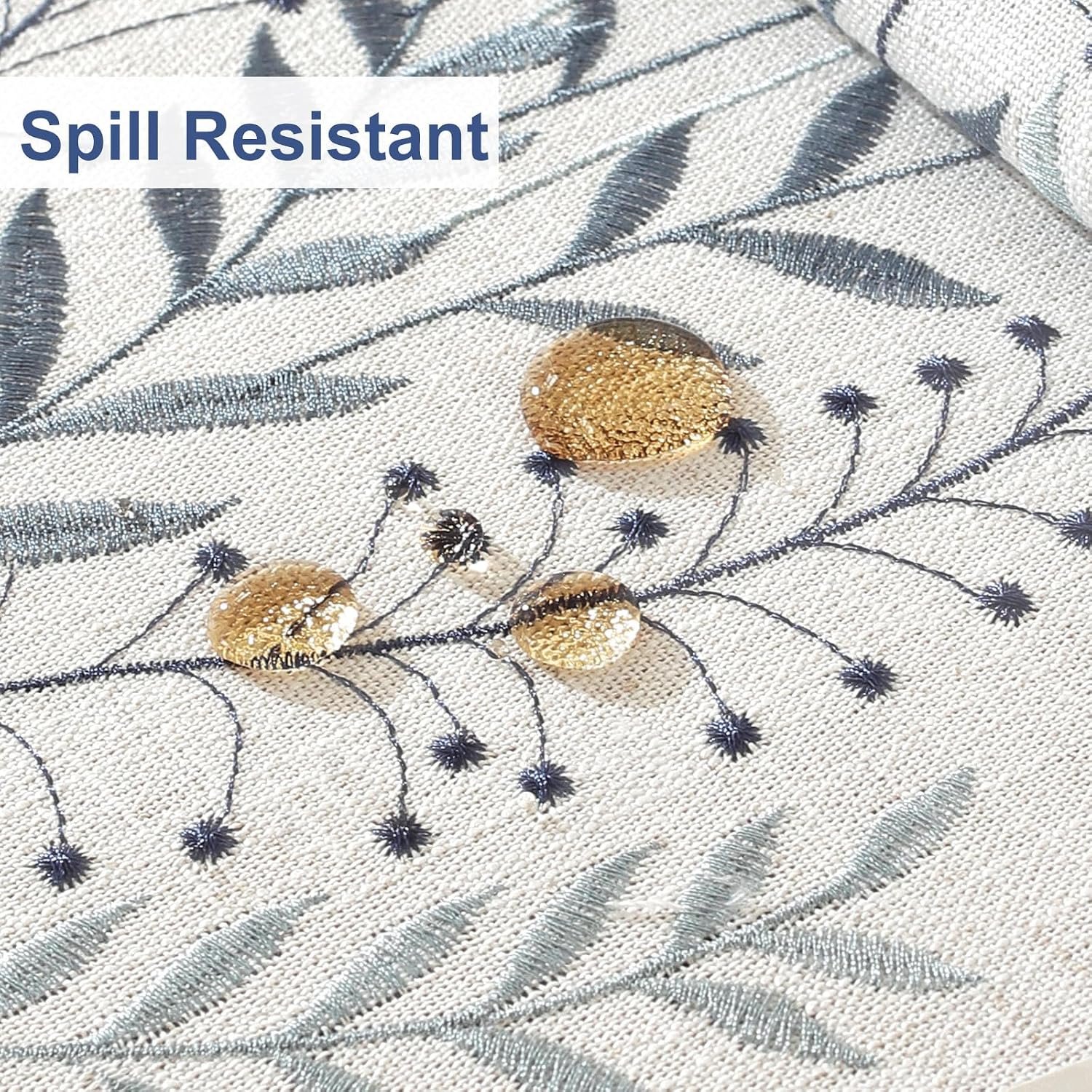 Waterproof & Wrinkle-Resistant Cotton-Linen Tablecloth with Floral Embroidery & Tassels - Image 2
