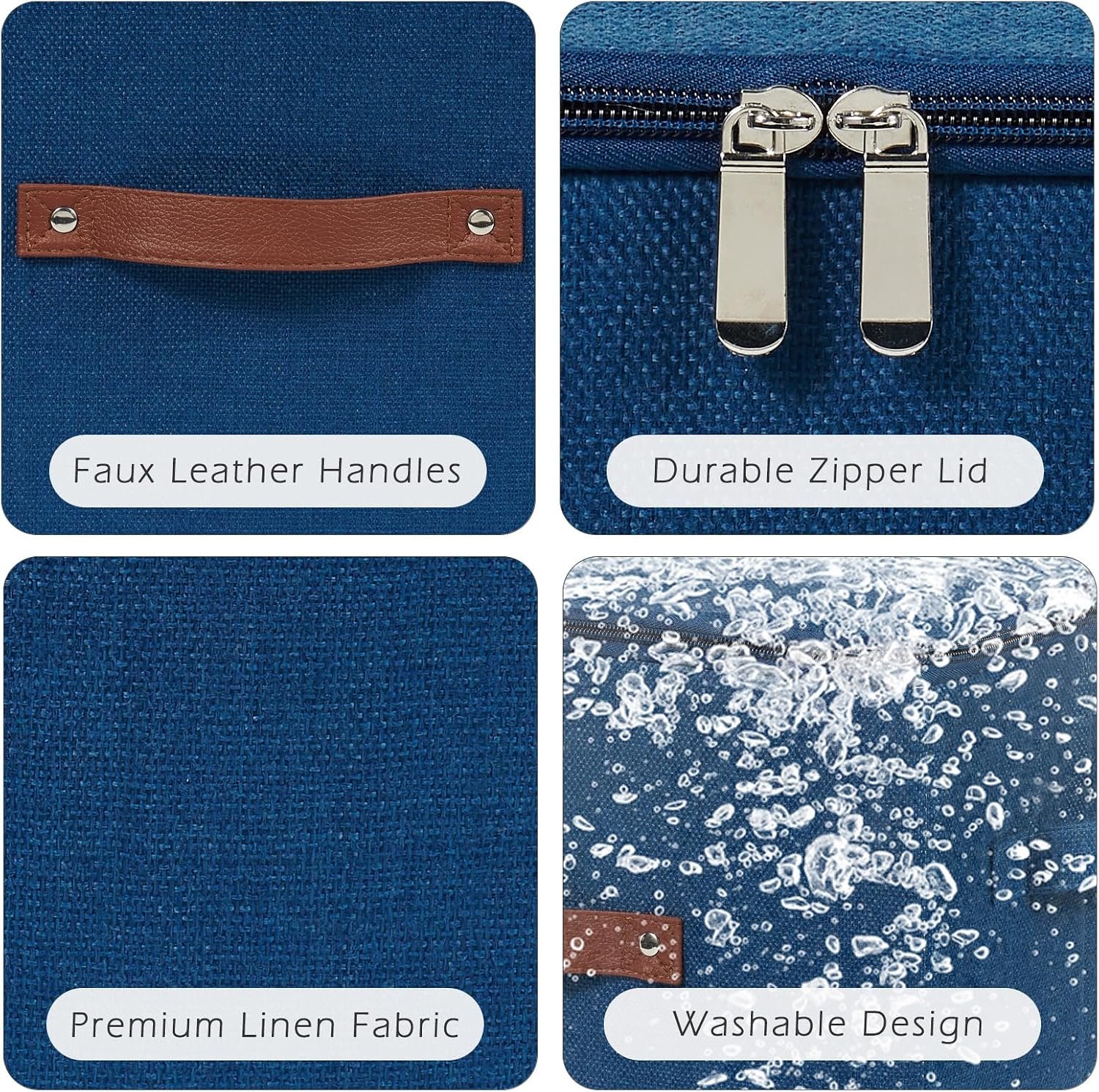 Decorative Storage Bin With Zippered Lid (Cotton-Linen) - Image 2