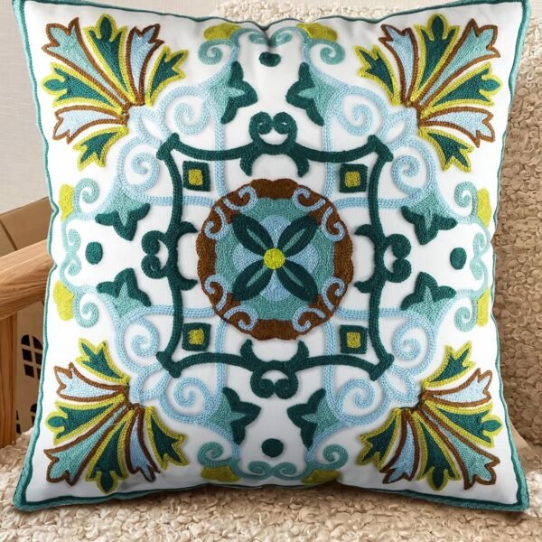 Embroidered Throw Pillow Covers - 18x18 Decorative Pillow Covers with Zipper Aesthetic Cute Design Boho Summer Cozy Throw Pillowcases for Living Room Couch Sofa Bed, Classical Flowers